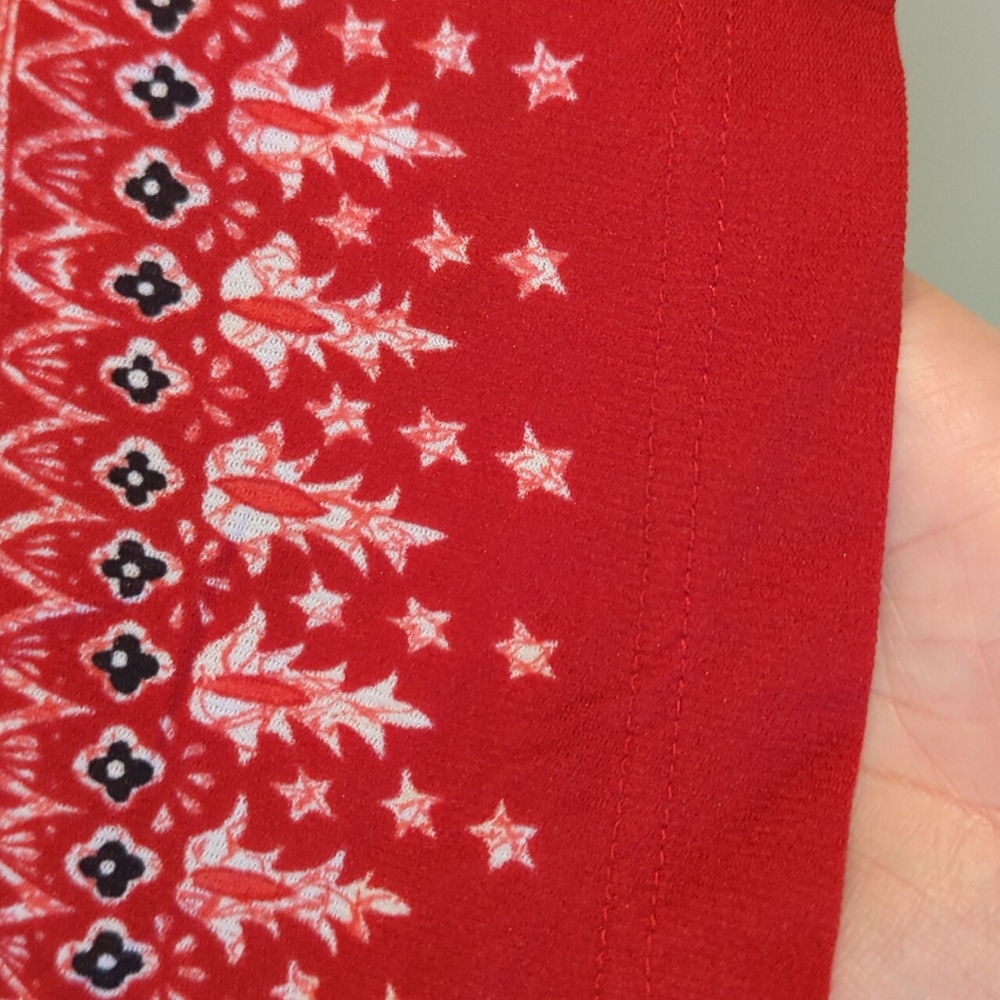 Festival Y2K Guess Jeans Semi Sheer Red Small Stretch Printed Floral Depop Vtg - Picture 5 of 12